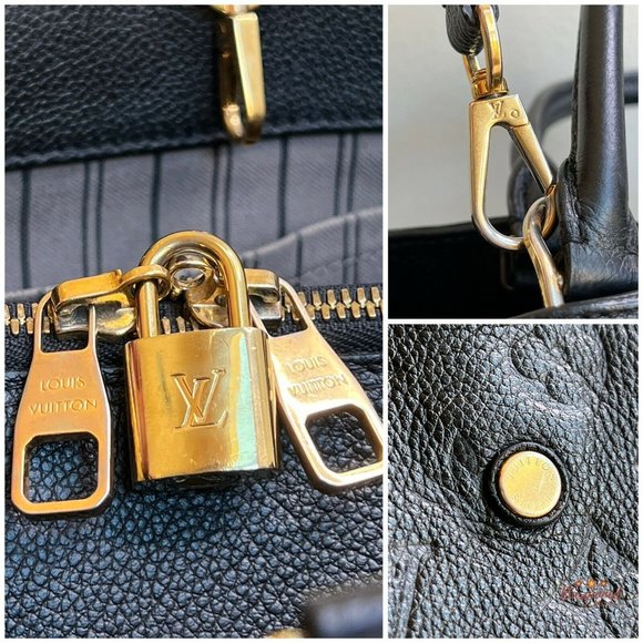 Authentic LOUIS VUITTON Black Monogram Empreinte Montaigne GM Bag W/ Strap - Picture 2 of 13